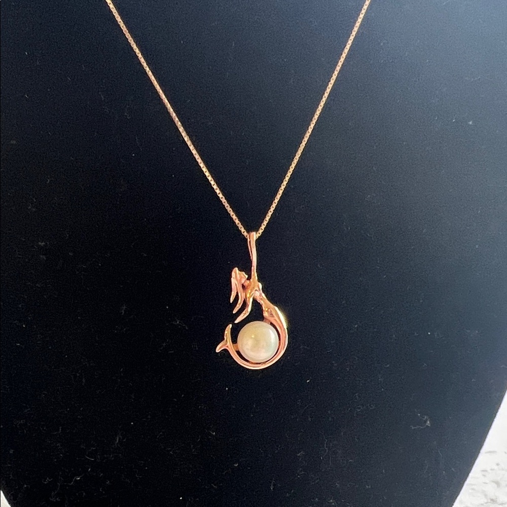 Rose Gold Plated Freshwater Pearl Pendant Necklace “18 & adjustable 16”inch - Picture 1 of 9